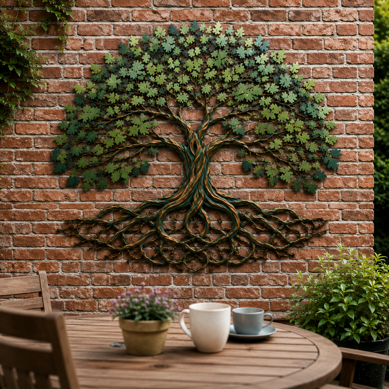 Tree of Life Metal Wall Art, Botanical Nature Aluminum UV Printed Sign, Rustic Garden Patio Outdoor Decor, Celtic Oak Tree Wall Decor
