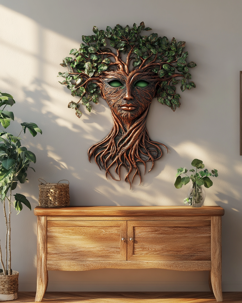 Tree Of Life Metal Sign Wall Art Nature Spirit Face Decor Mother Earth Rustic Boho Home Decor Forest Guardian Gift Indoor Hanging Artwork