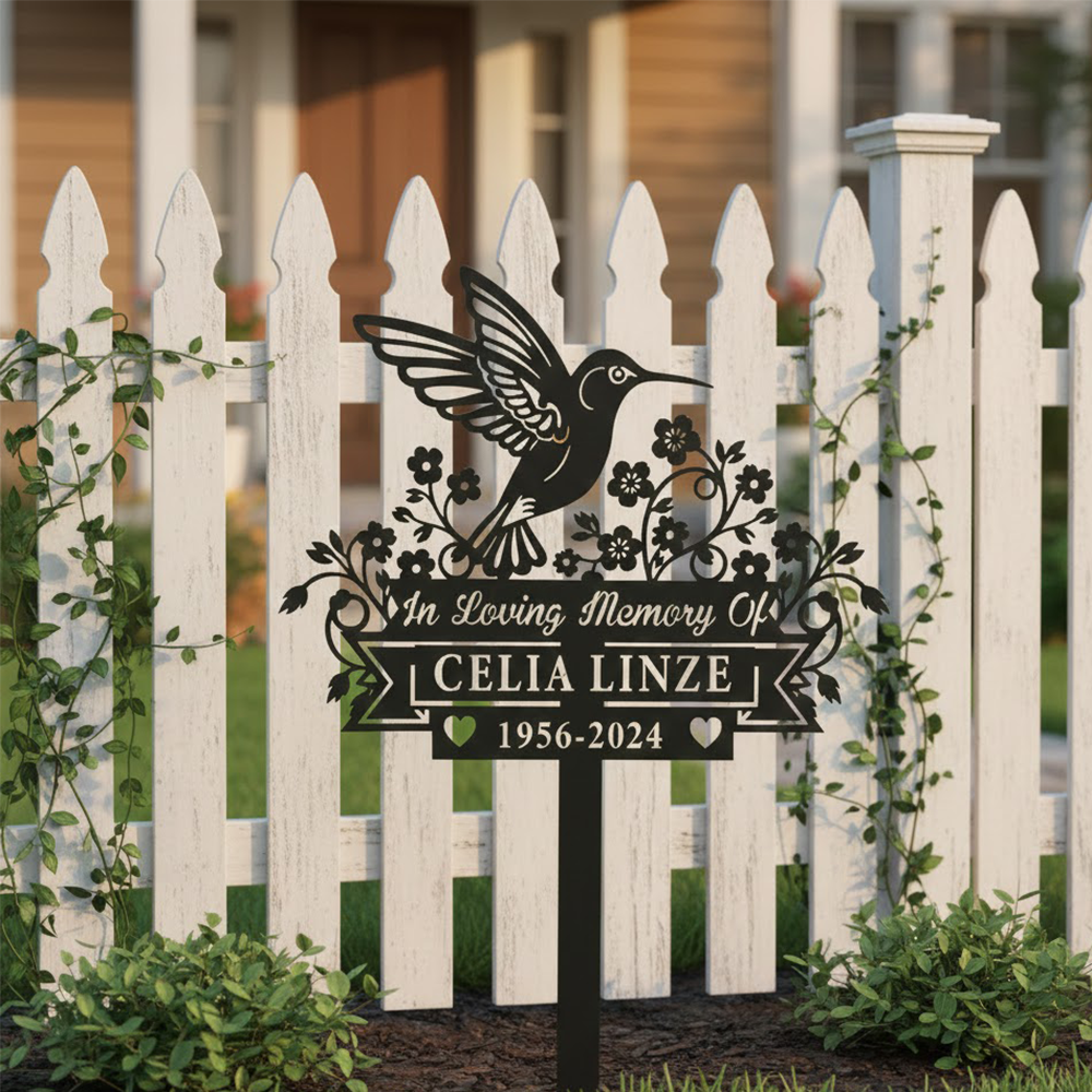 Personalized Bird Memorial Garden Stake, Custom In Loving Memory Metal Sign