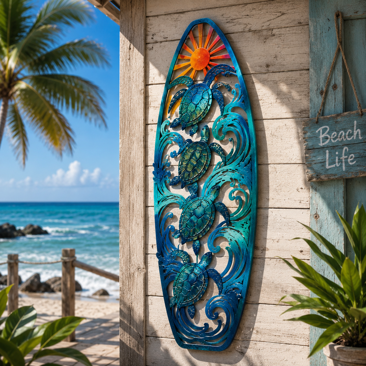Turtle Metal Wall Art Coastal Nautical Wall Decor
