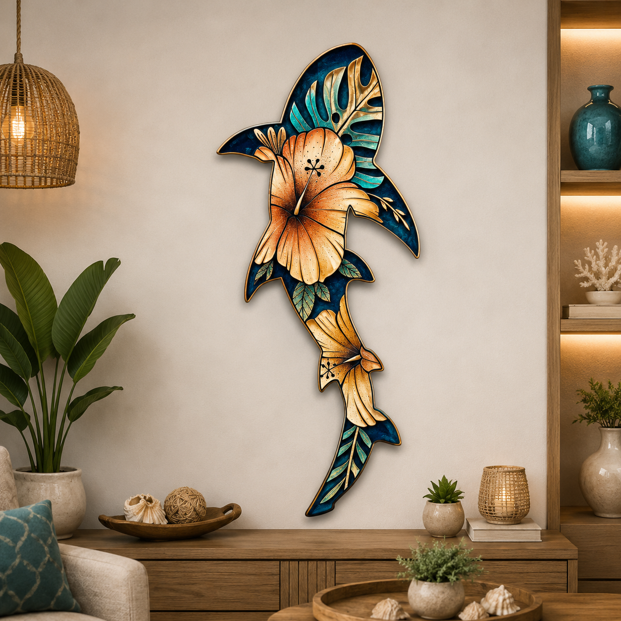 Hammerhead Shark Metal Wall Art Tropical Ocean Decor Coastal Beach House Wall Decor UV Printed Aluminum Sign Nautical Home Gift
