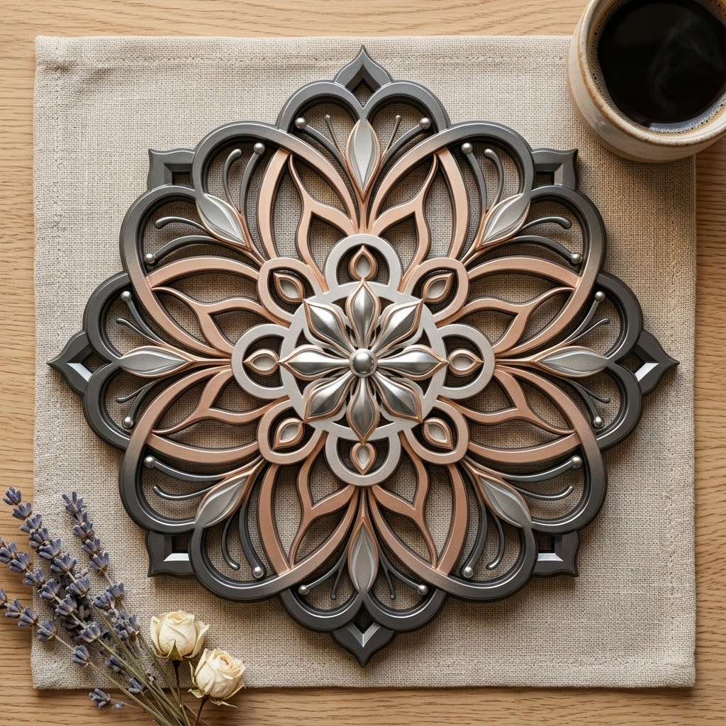 Stunning Elegant Mandala Sunburst Metal Sign, Luxury Metal Wall Art Decor