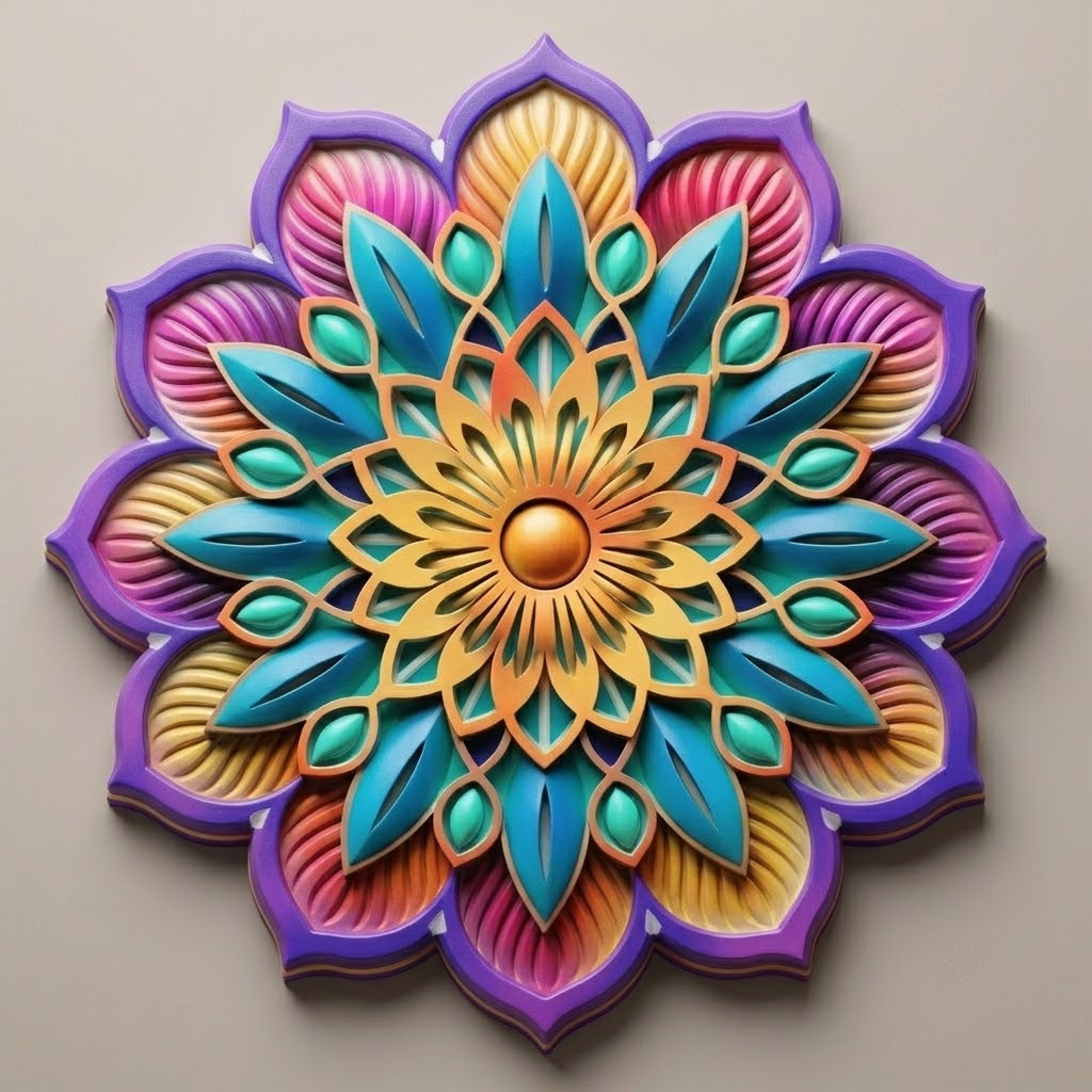 Colorful Mandala Sunburst Metal Sign, Vibrant Wall Art Decor