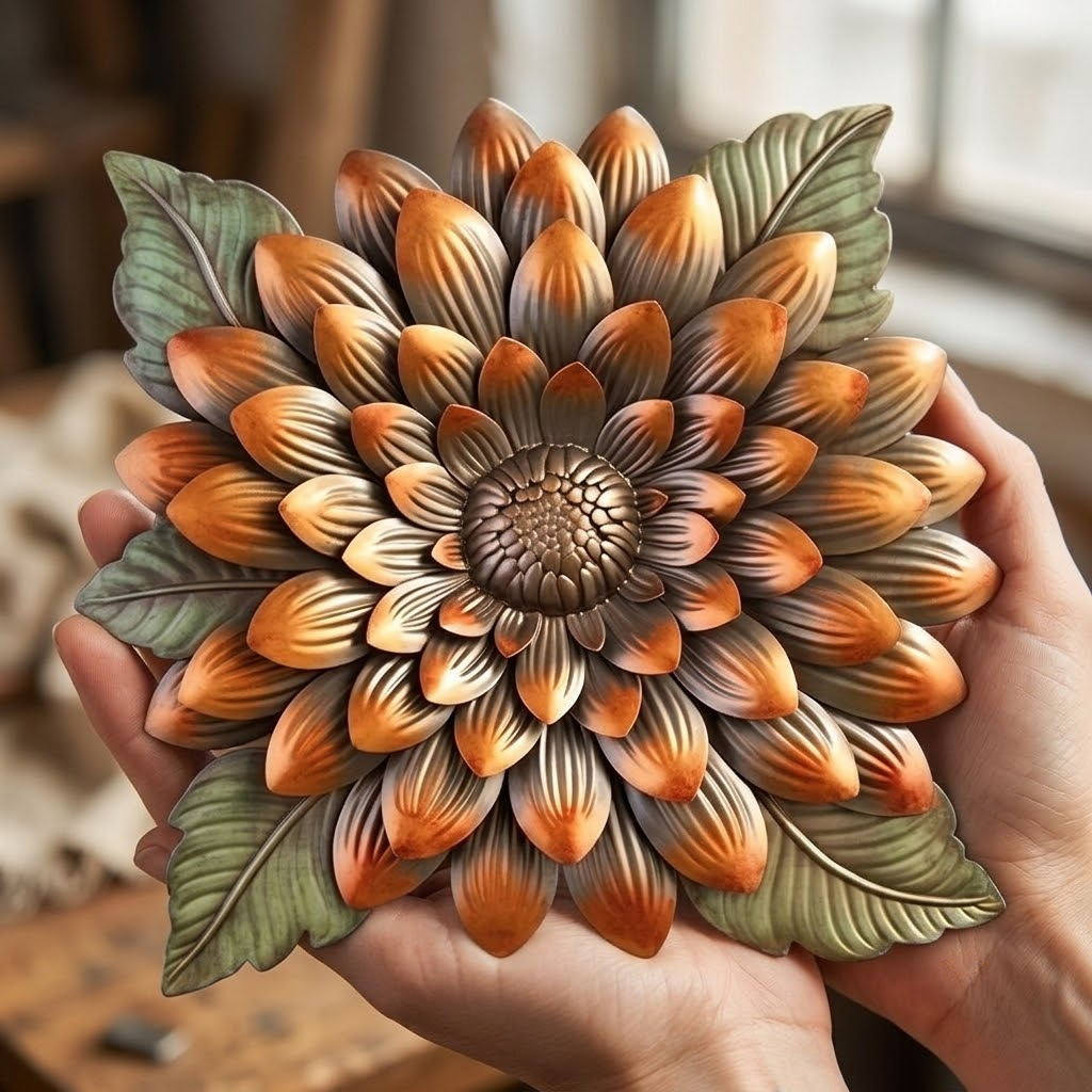 Chrysanthemum Harvest Sunburst Metal Wall Art