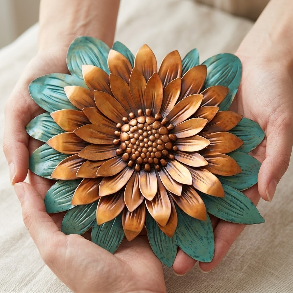 October Marigold Sun Goddess Metal Wall Art, Birth Flower Decor