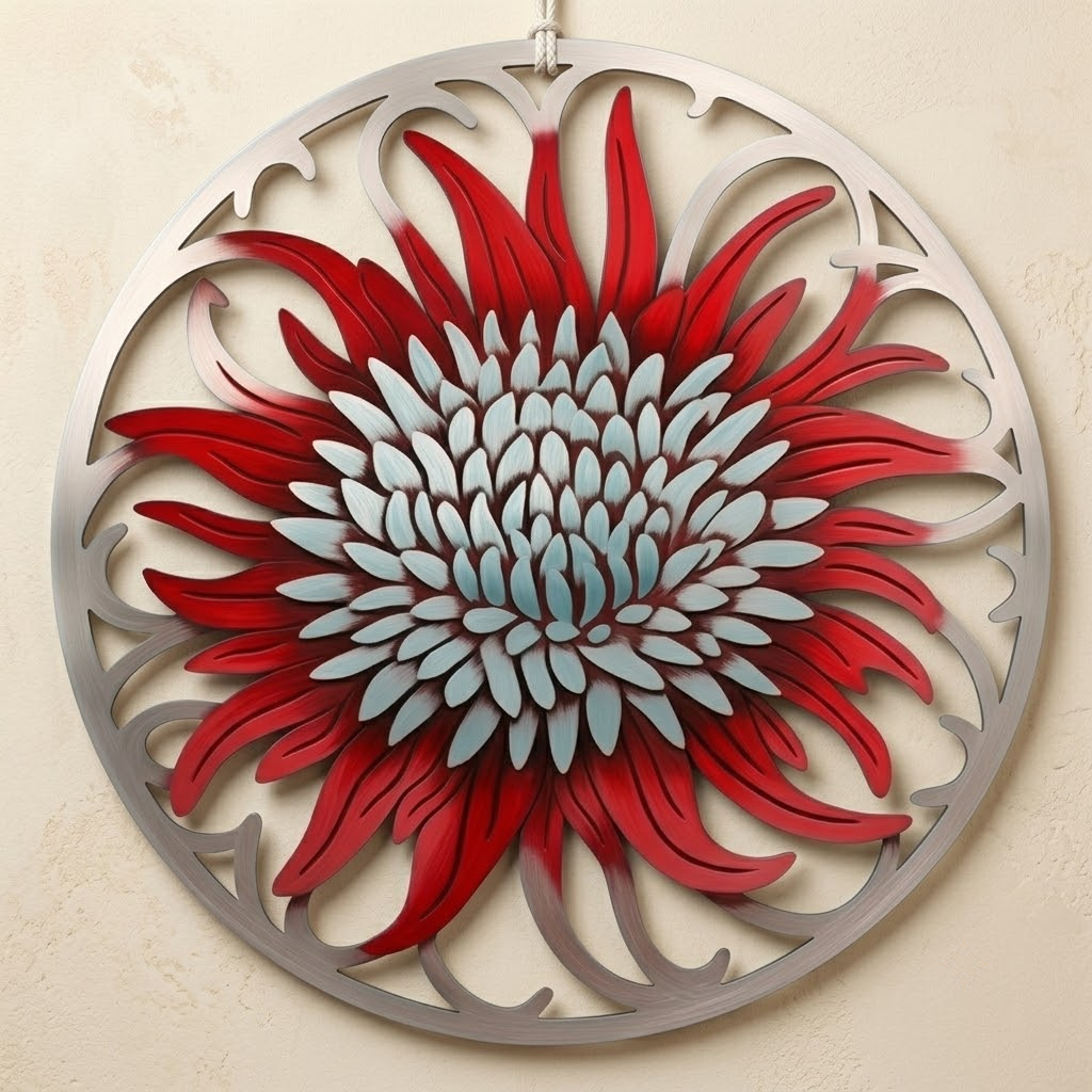 January Carnation Sun Goddess Metal Wall Art, Birth Flower Decor