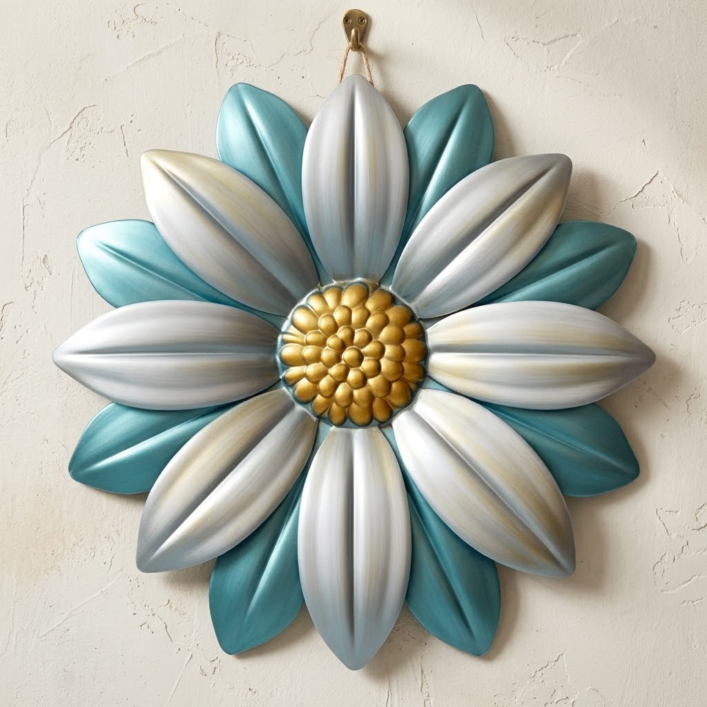 April Daisy Sun Goddess Metal Wall Art, Birth Flower Decor, Garden Sign