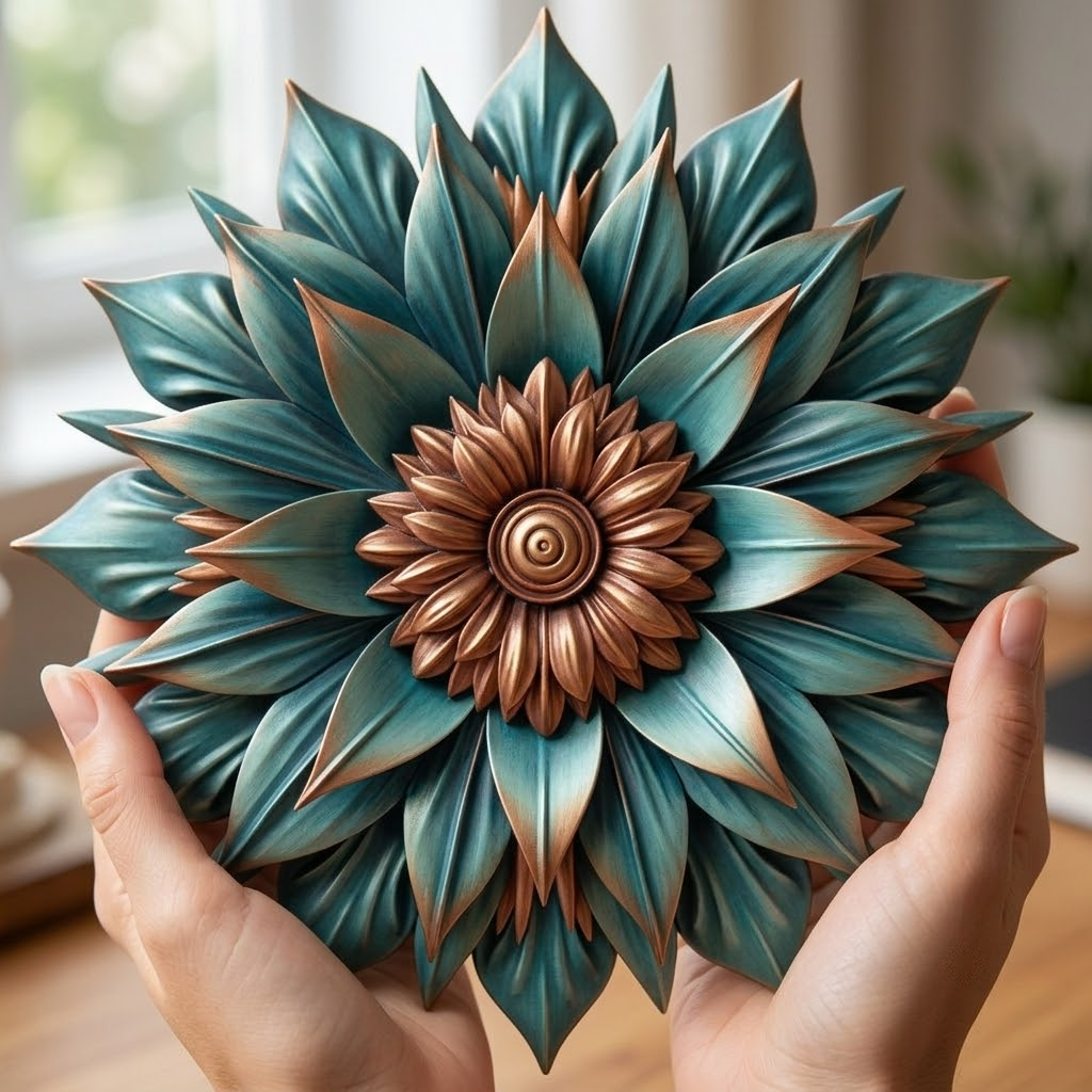 Sun Leaves Radiating Terracotta Metal Sign