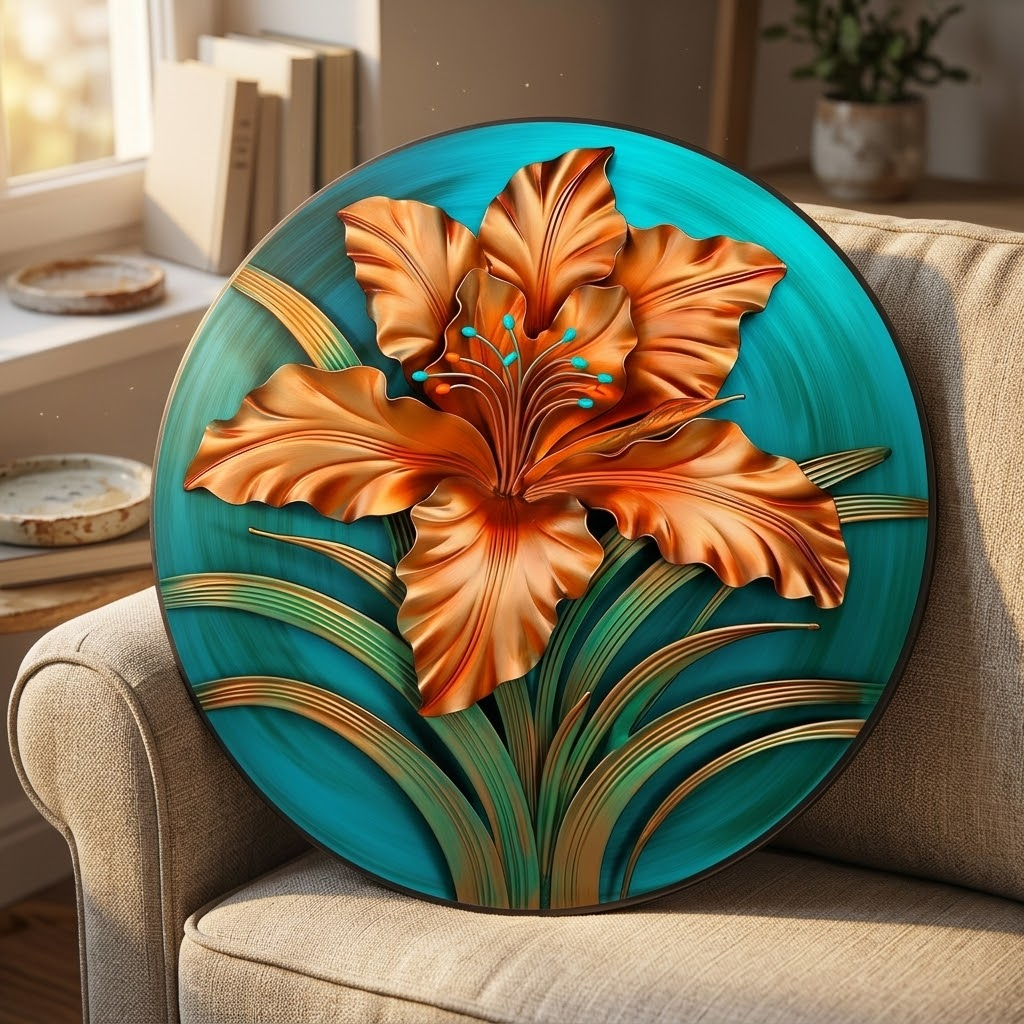 August Gladiolus Sun Goddess Metal Wall Art, Birth Flower Decor