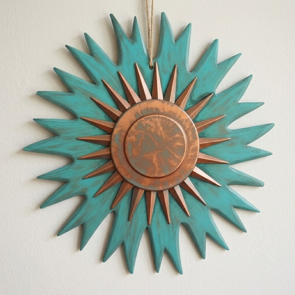 Desert Patina Sun Moon Star Celestial Metal Wall Art, Southwestern Decor