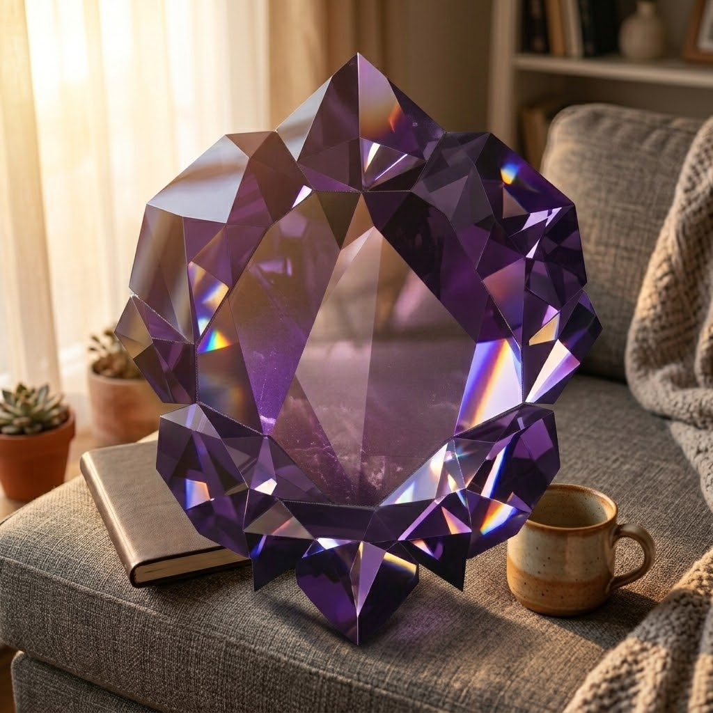 February Amethyst Birthstone Metal Wall Art