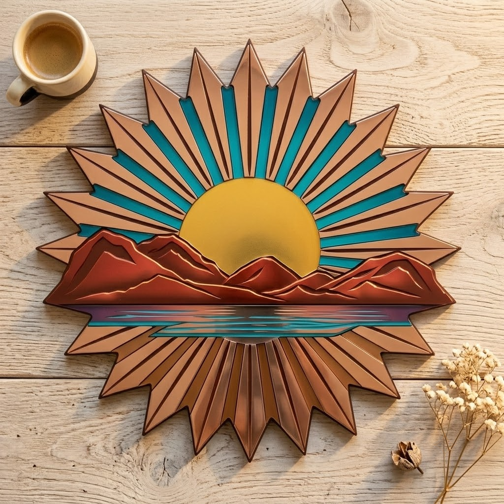 Southwestern Desert Sunburst Metal Sign