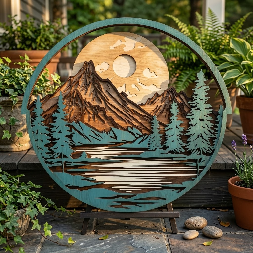Mountain Metal Sign For Lake House Decor, Rustic Wall Art