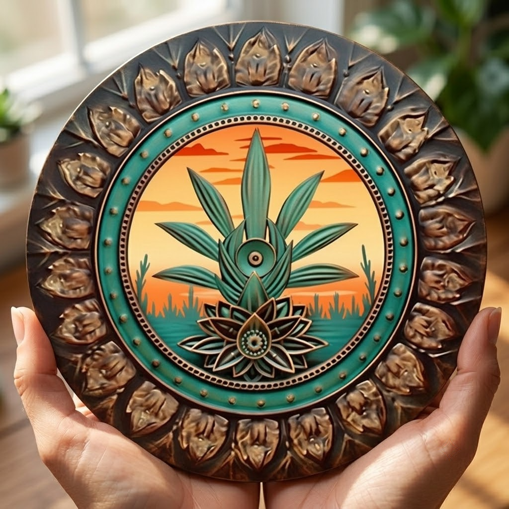Stunning Desert Crown Sunburst Cactus Metal Wall Art For Your Home