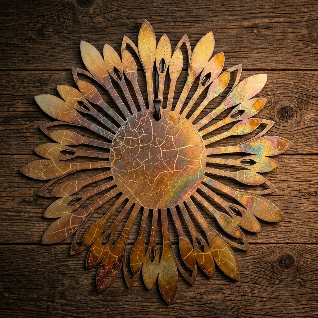 Rustic Sunflower Metal Wall Art, Farmhouse Decor For Garden & Patio, Floral Metal Sign