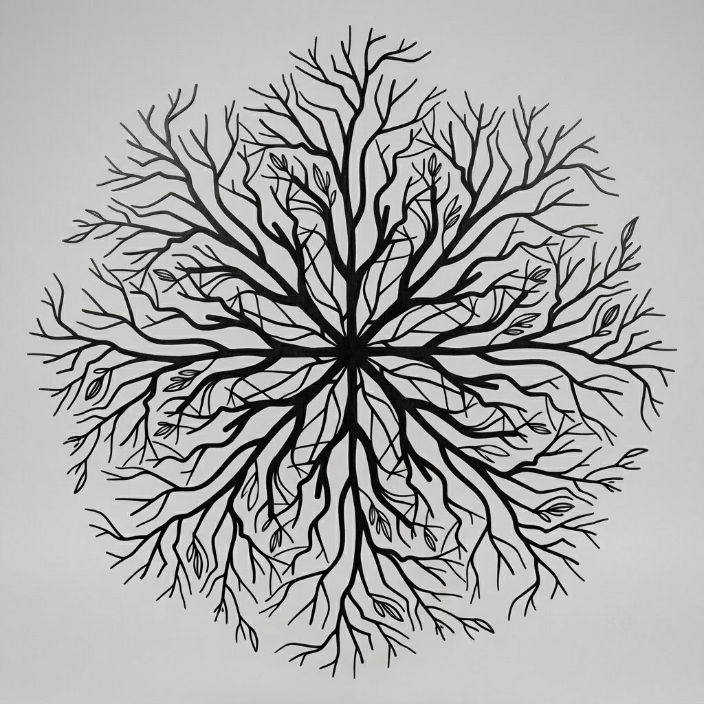 Circular Tree Branch Metal Art, Large Round Tree Sign, Nature Wall Hanging Decor