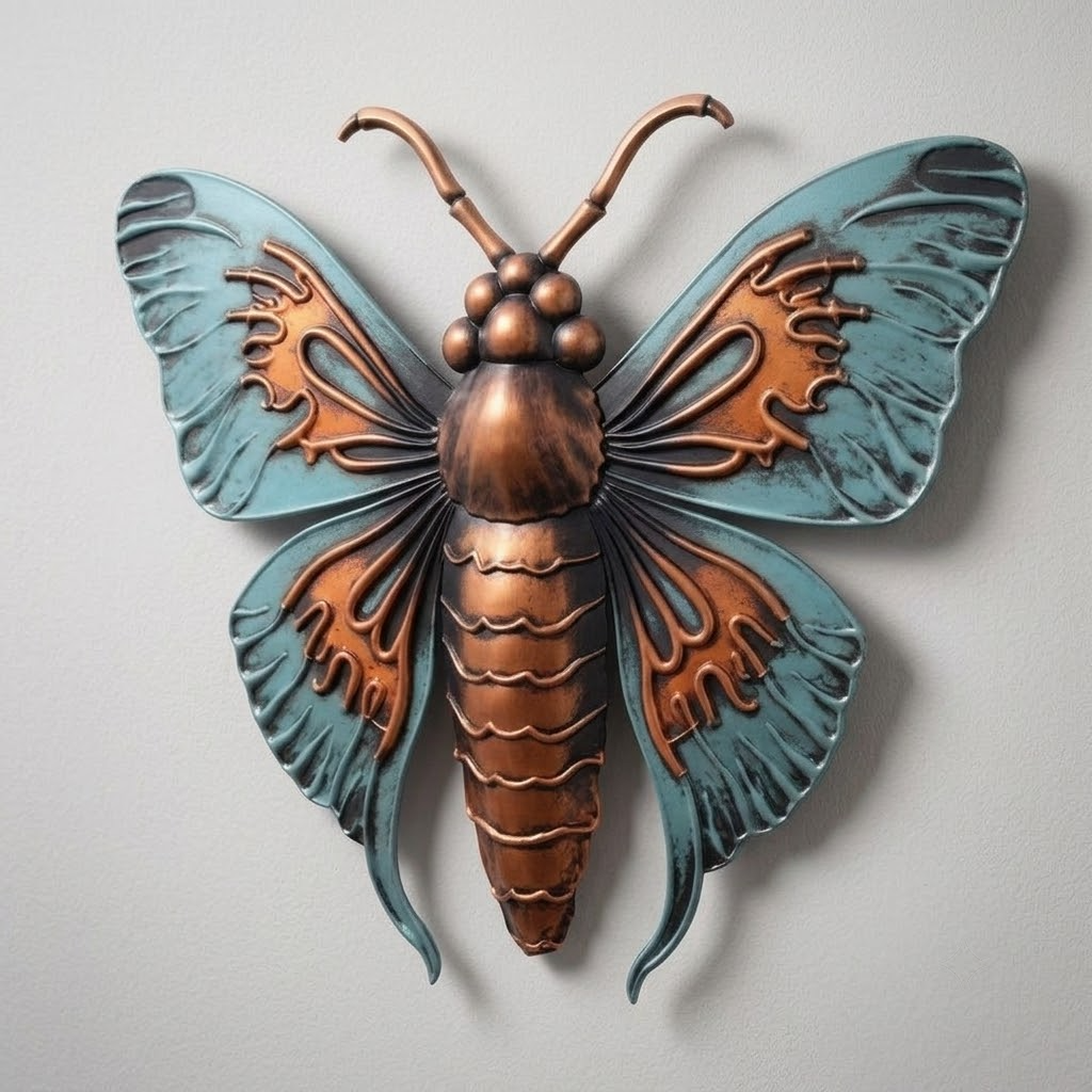 Colorful Skull Moth Halloween Metal Wall Art