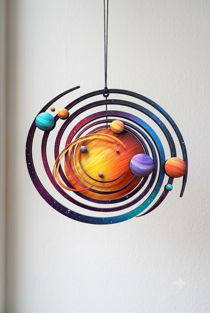 Sun Moon Metal Wall Art, Open Connected Galaxy Composition With A Radiant Sun
