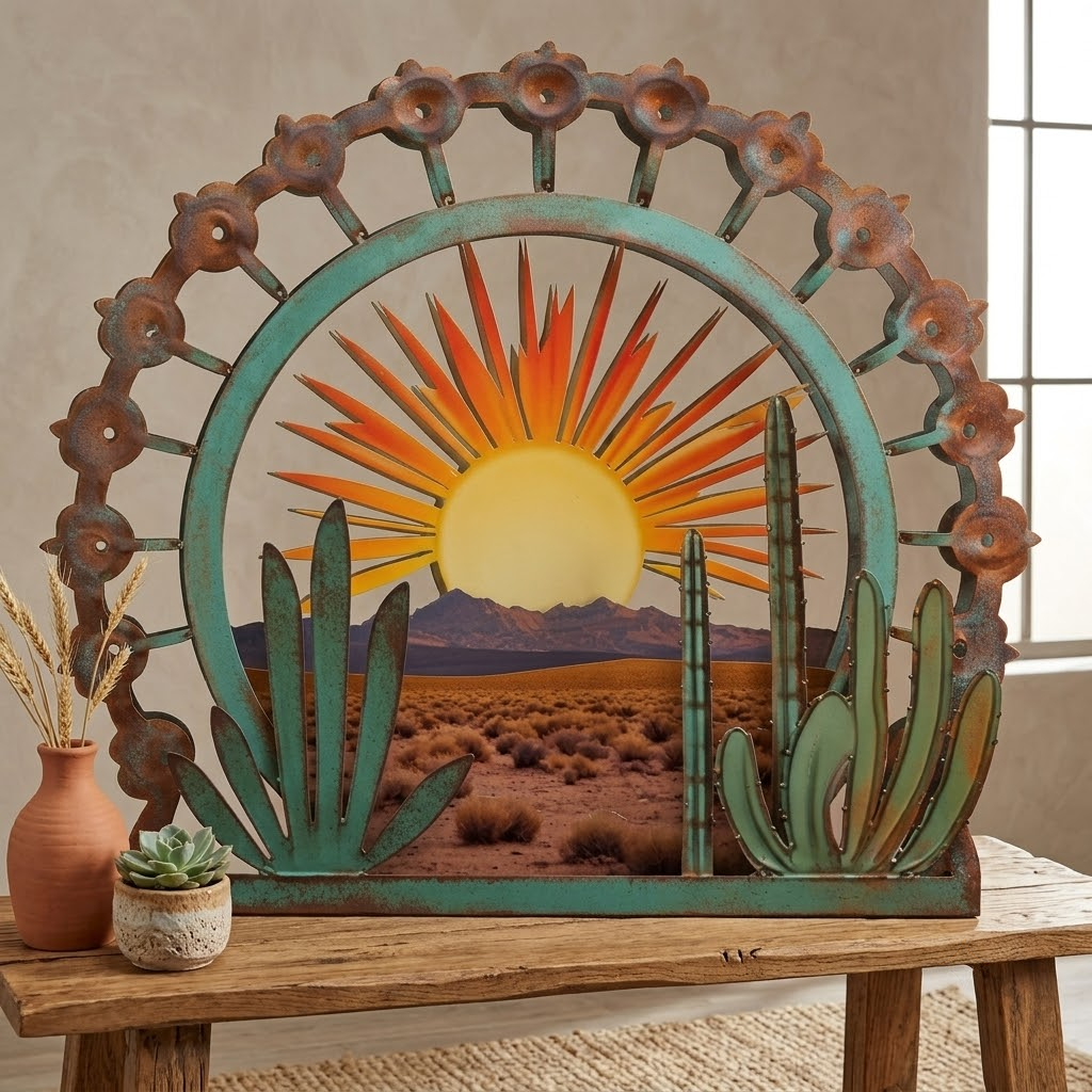 Boho Southwestern Sunburst Metal Wall Art