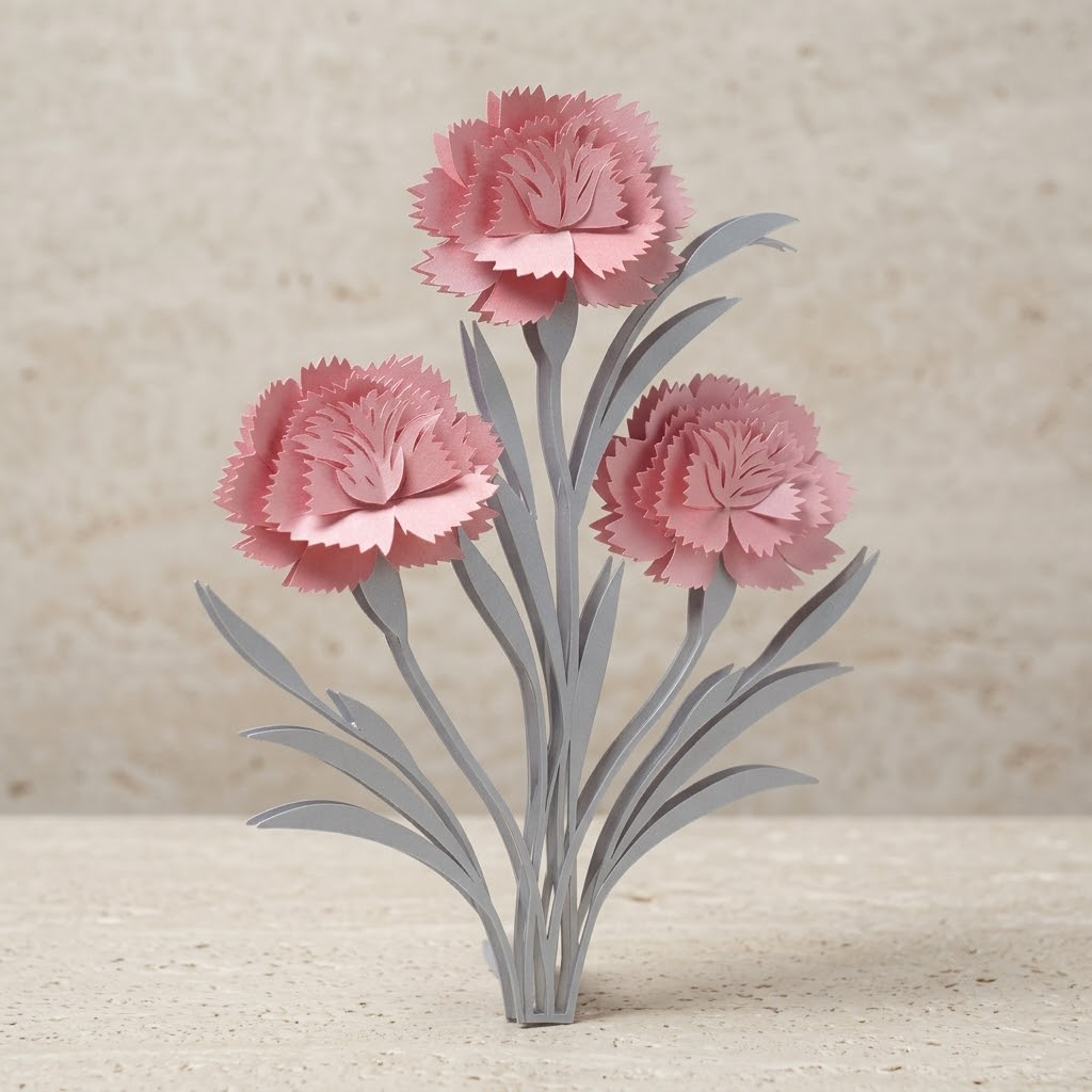 January Carnation Birth Flower Bouquet Metal Wall Art, Floral Home Decor Gift