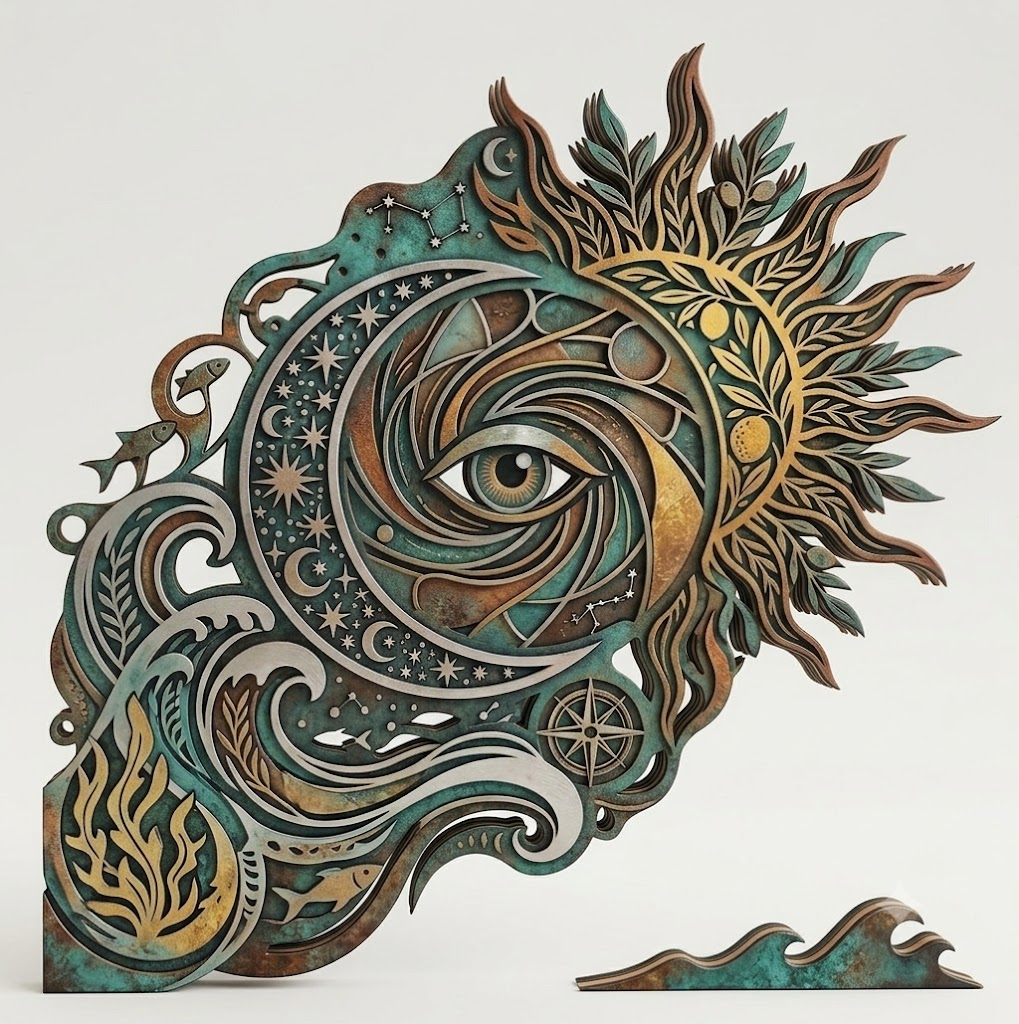 Sun Moon Metal Wall Art, Celestial Outdoor Decor, Boho Sun And Moon Metal Sign