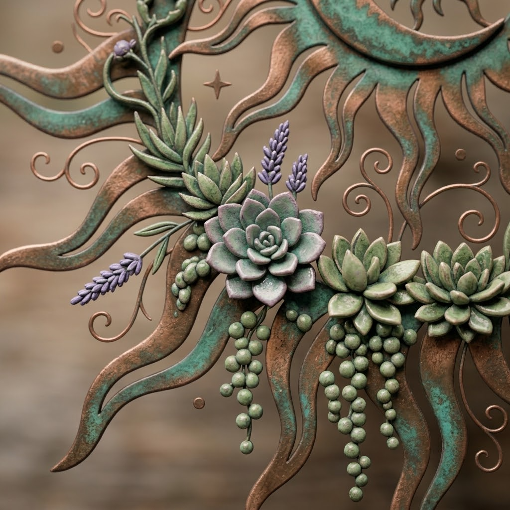 Sun Moon Metal Wall Art, Celestial Boho Garden Decor For Home