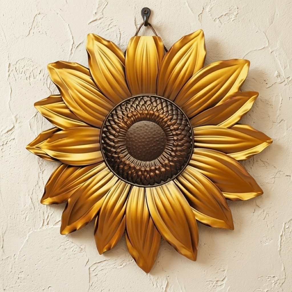 Sunflower Metal Sign, Organic Sunburst Rays Wall Art