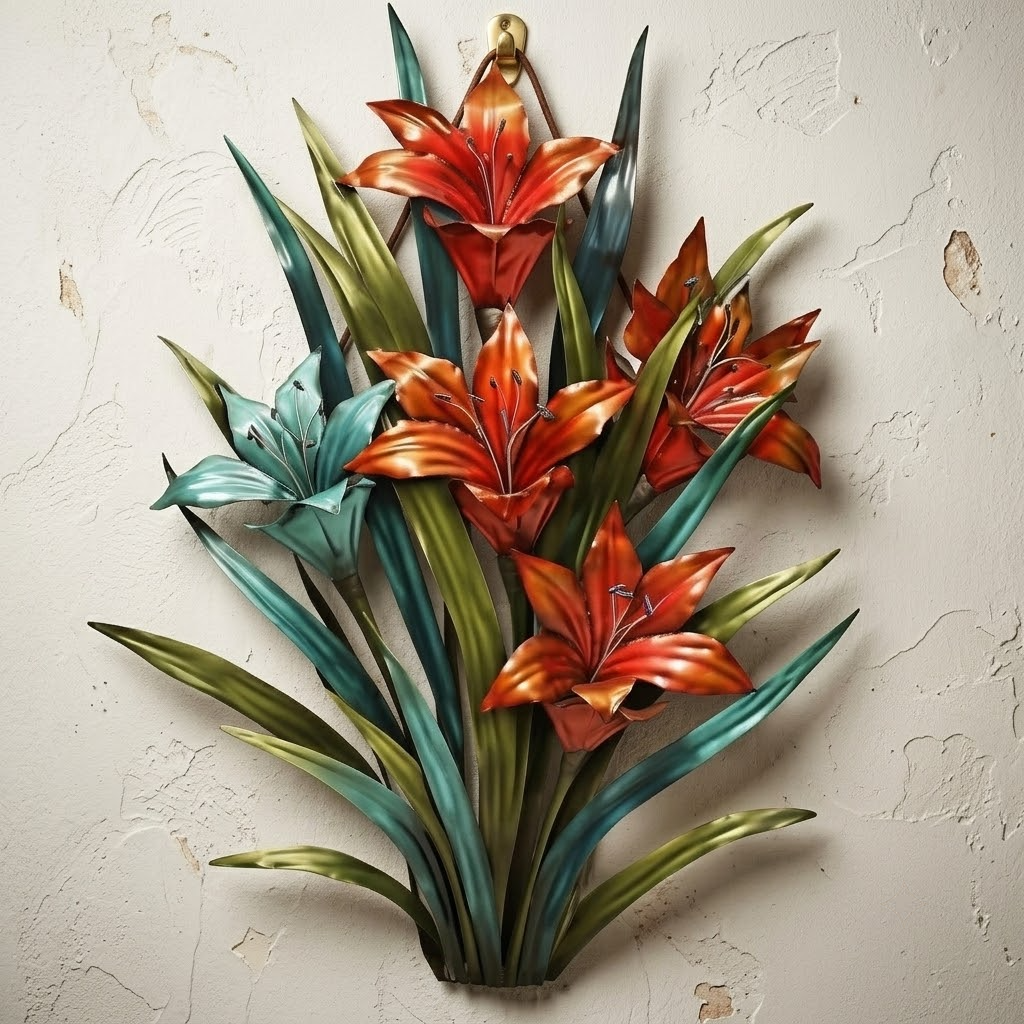 August Gladiolus Birth Flower Bouquet Metal Wall Art