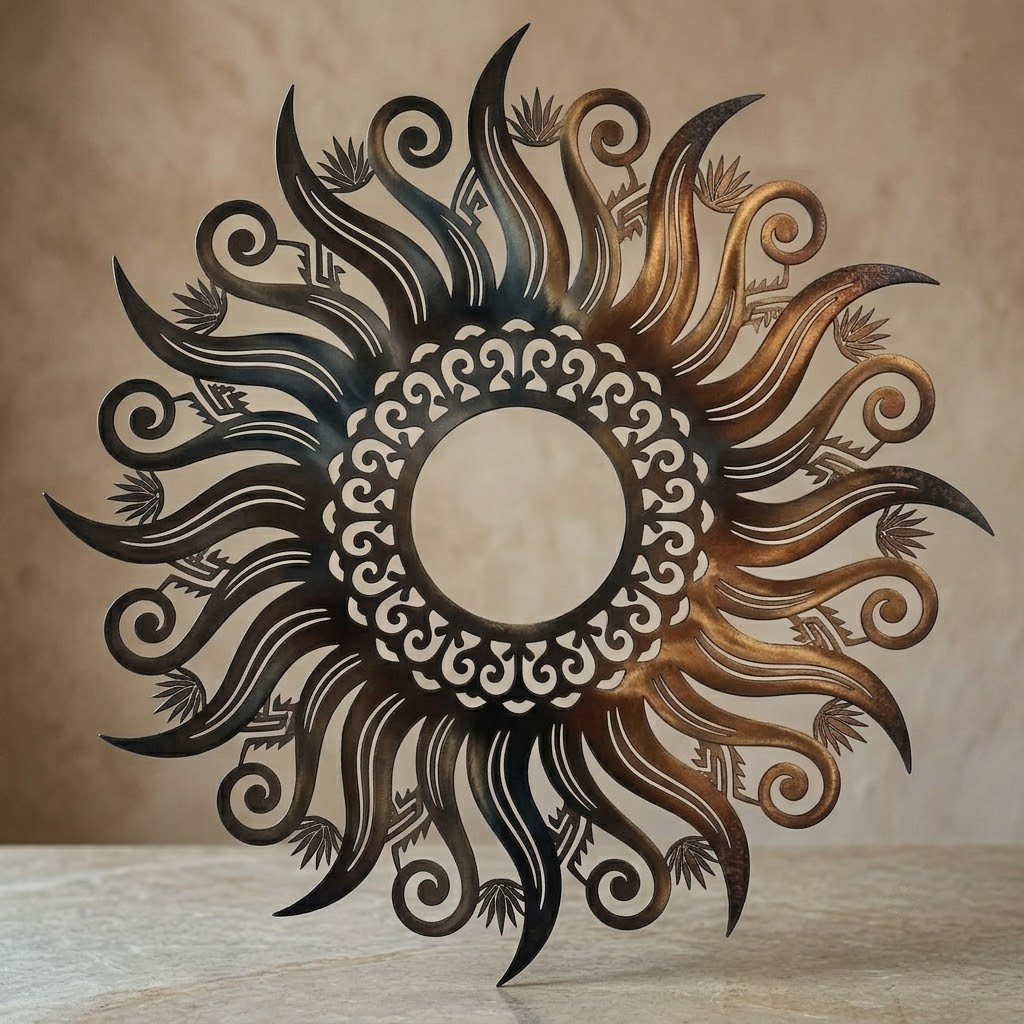 Sun Symbol Metal Wall Art, Boho Sun Decor For Outdoor Garden & Patio, Celestial Art