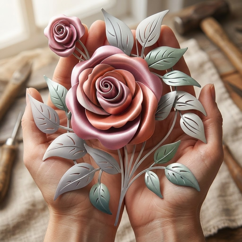 June Rose Birth Flower Bouquet Metal Wall Art V1