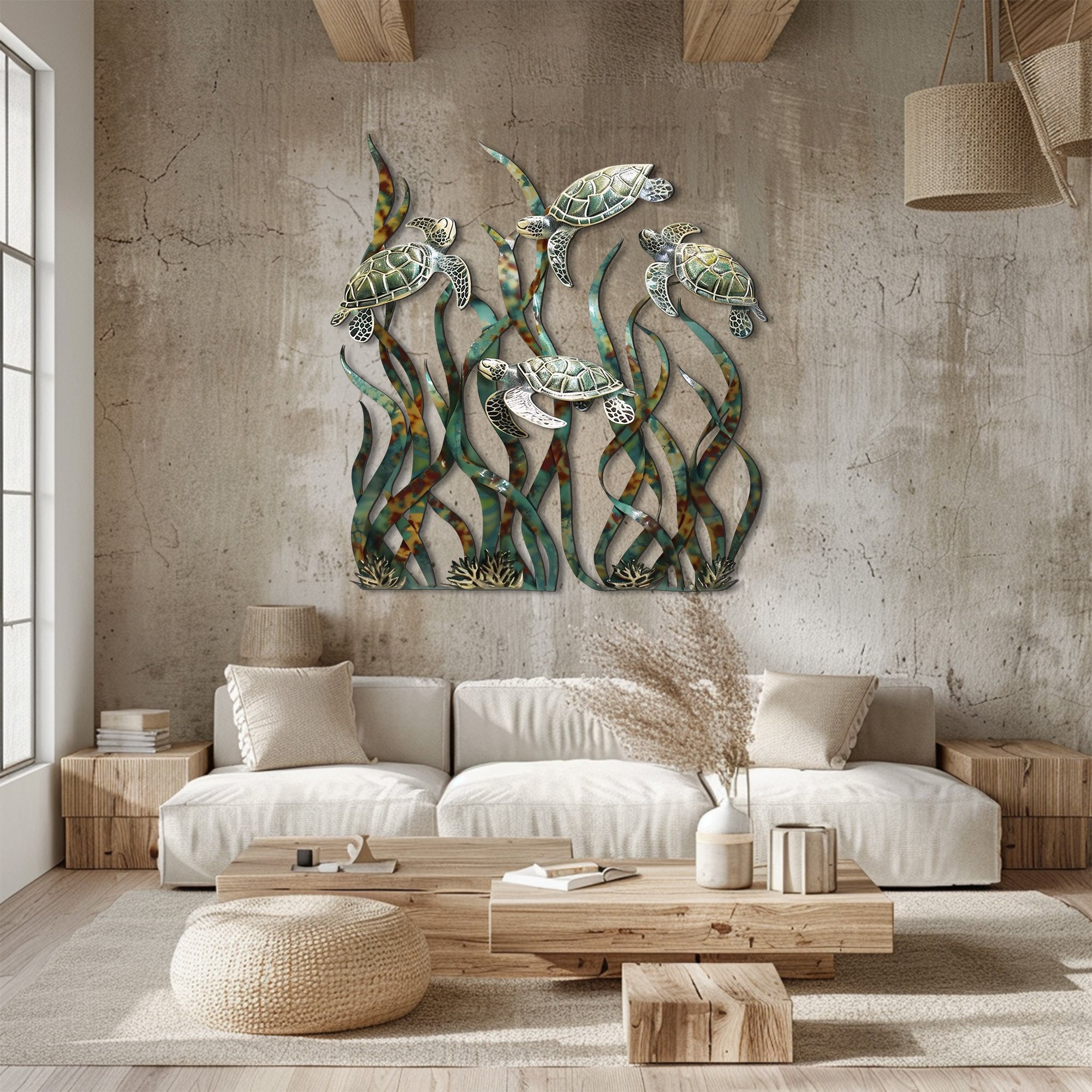 Sea Turtle Metal Wall Art – UV Printed Aluminum Coastal Decor Ocean Indoor Outdoor