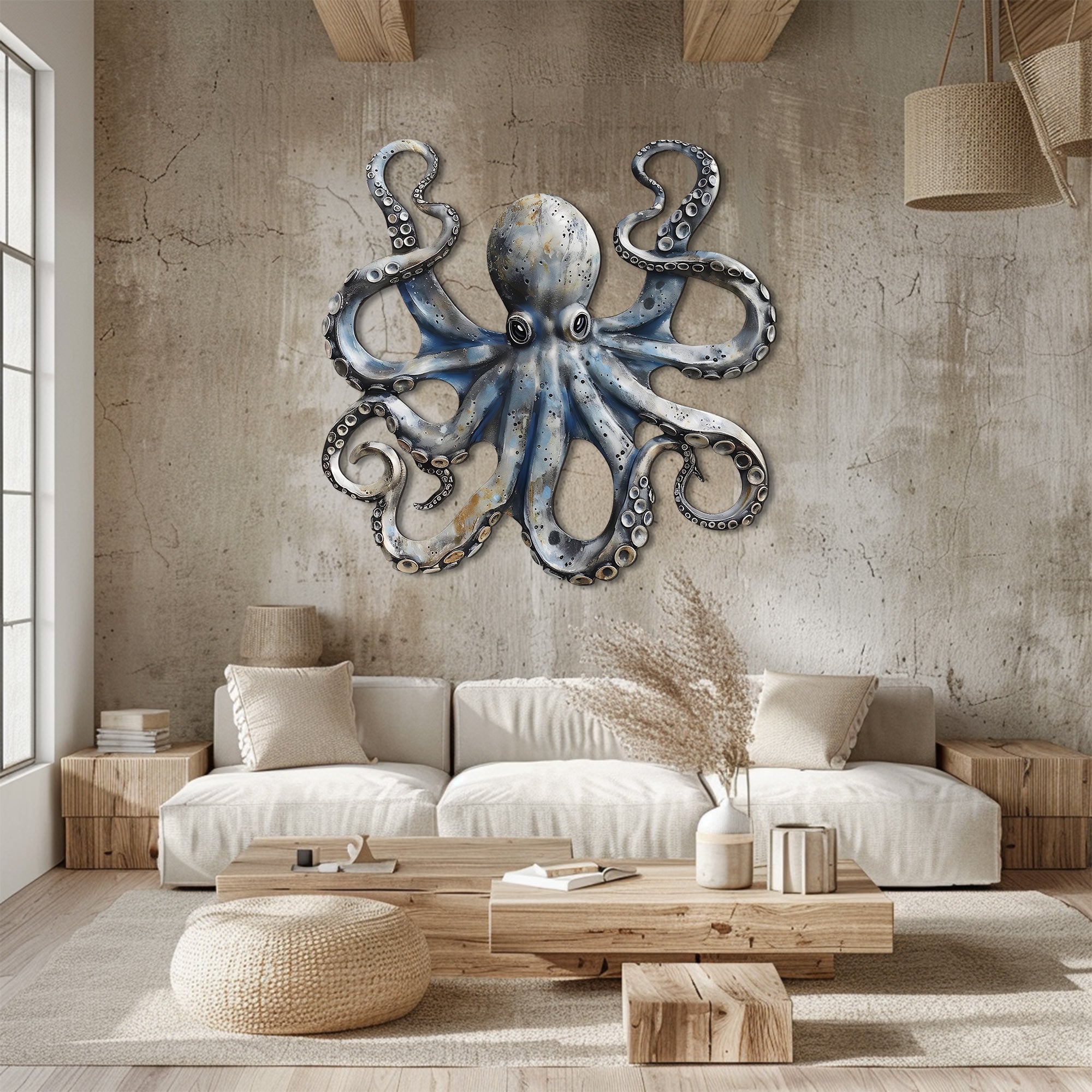 Kraken Octopus Metal Wall Art – UV Printed Aluminum Nautical Decor Ocean Indoor Outdoor