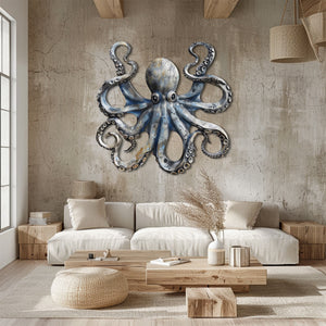 Kraken Octopus Metal Wall Art – UV Printed Aluminum Nautical Decor Ocean Indoor Outdoor