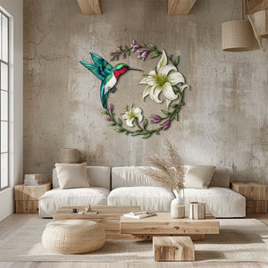 Hummingbird Floral Metal Wall Art – UV Printed Aluminum Nature Decor Garden Indoor Outdoor