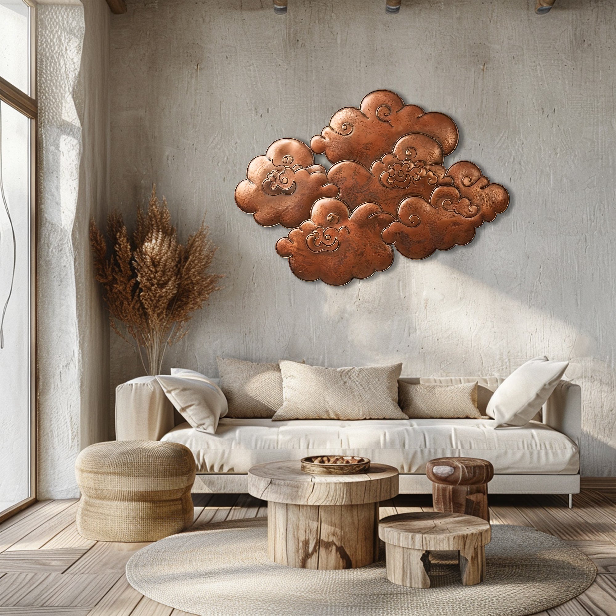 Copper Cloud Zen Design Metal Wall Art Asian Home Decor Gift