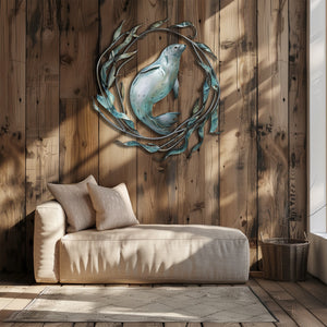 Blue Seal Metal Wall Art – UV Printed Aluminum Coastal Decor Ocean Indoor Outdoor