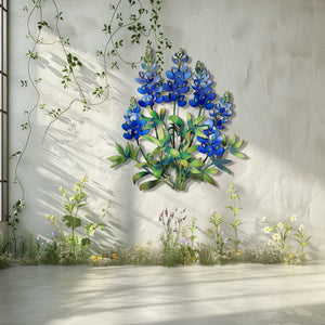 Texas Bluebonnet Metal Wall Art – Wildflower Decor Rustic Outdoor Indoor Garden