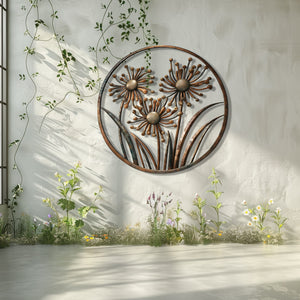 Minimal Metal Flower Wall Art – Modern Floral Decor Wall Art Indoor Outdoor