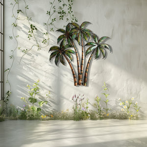 Palm Tree Metal Wall Art Tropical Beach Decor β Coastal Island Wall Hanging Rustic Summer Wall Art Home Decor