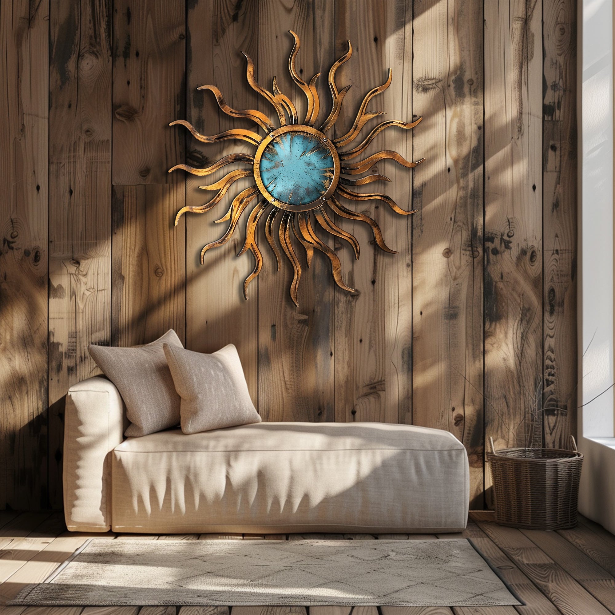 Rustic Sun Metal Wall – UV Printed Aluminum Decor Custom Coastal Indoor Outdoor