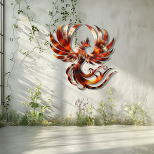 Phoenix Metal Wall Art Fire Bird Decor Mythical Home Accent