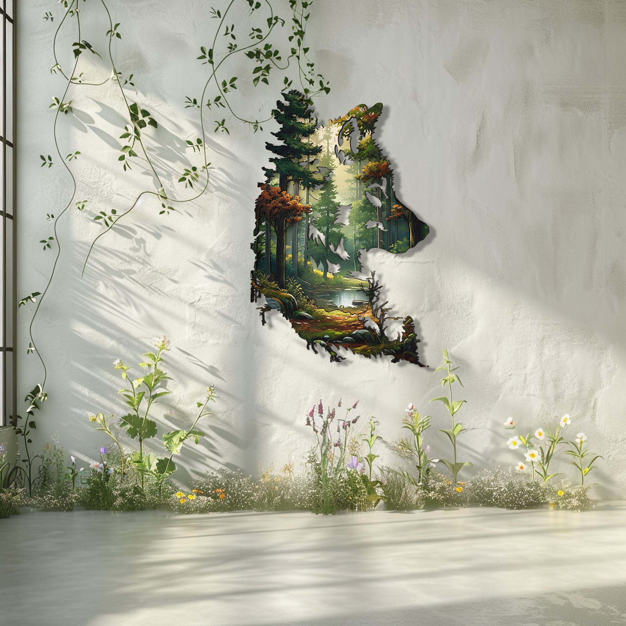 Wolf Forest Wall Art – Nature Wildlife Metal Decor