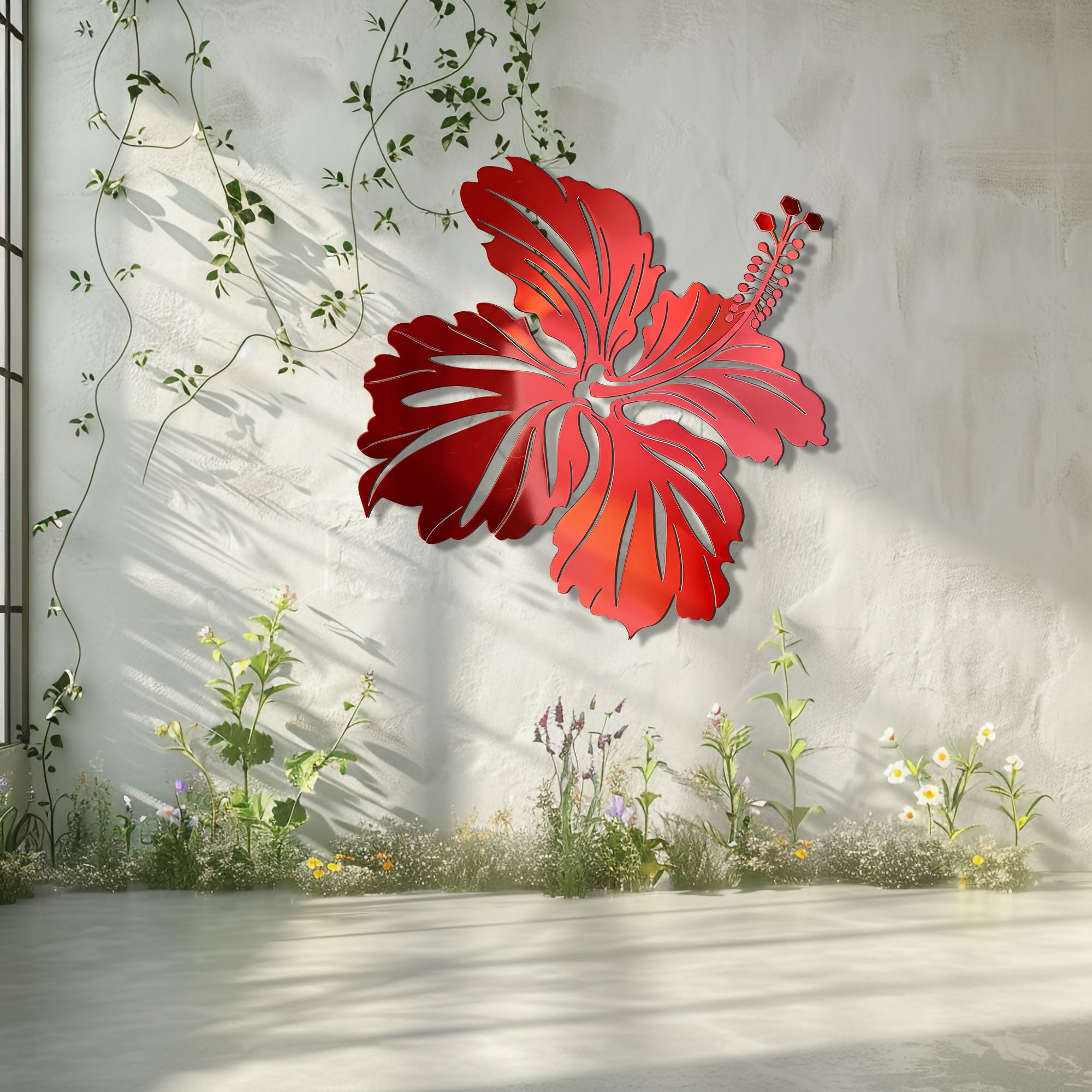 Hibiscus Flower Wall Art – Tropical Coastal Metal Decor