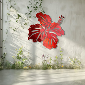 Hibiscus Flower Wall Art – Tropical Coastal Metal Decor