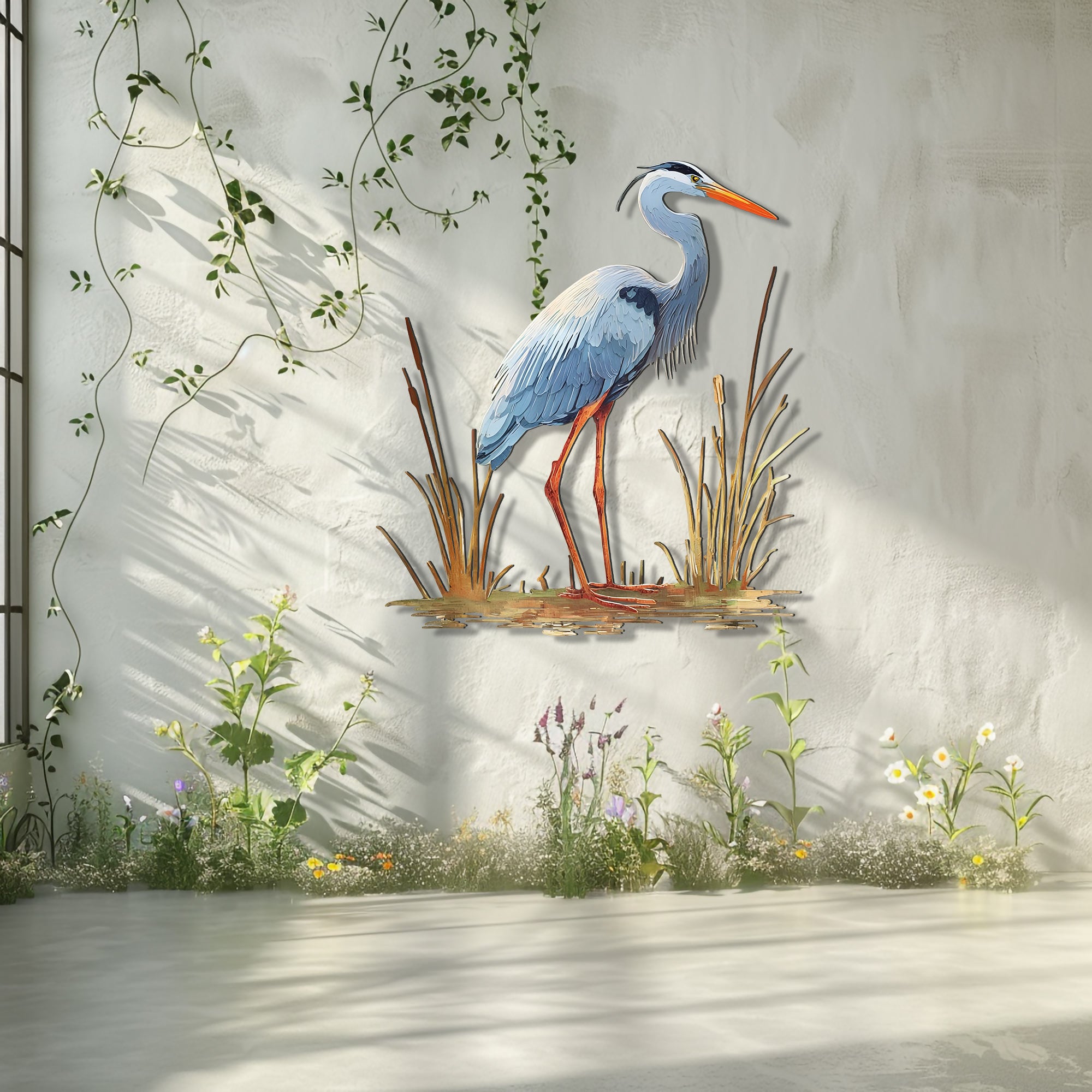 Heron Wall Art – Nature-Inspired Bird Metal Decor