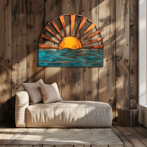 Sun Ocean Metal Wall Art – UV Printed Aluminum Coastal Decor for Indoor & Outdoor