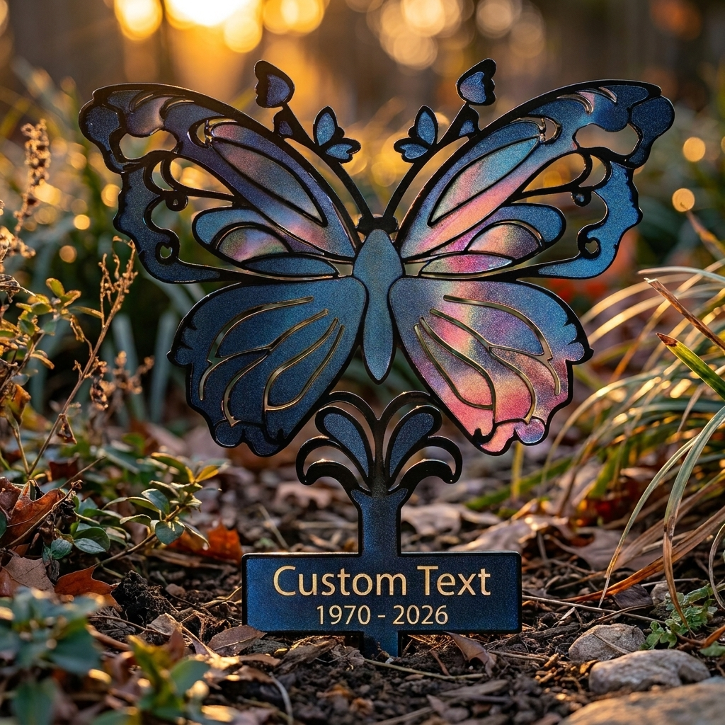 Personalized Butterfly Memorial Garden Stake, Remembrance Garden Metal Sign, Sympathy Gift