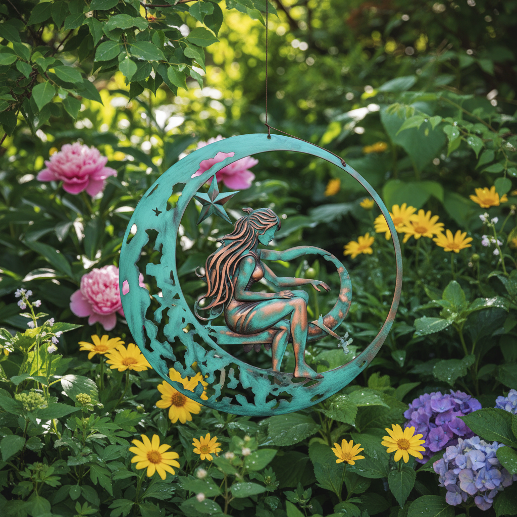 Elegant Witch Metal Wall Art Witch Crescent Moon Decor