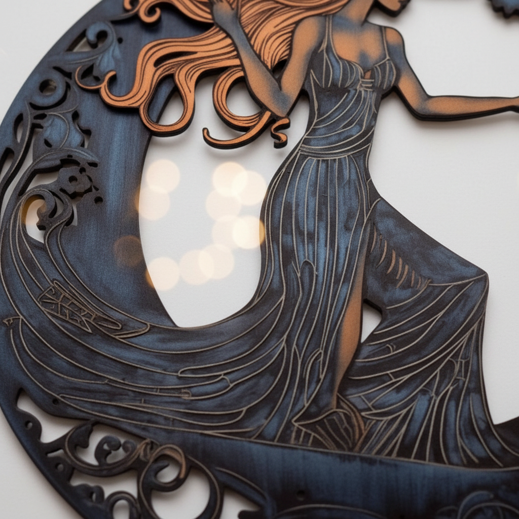 Elegant Witch Crescent Moon Metal Wall Art Halloween Decor