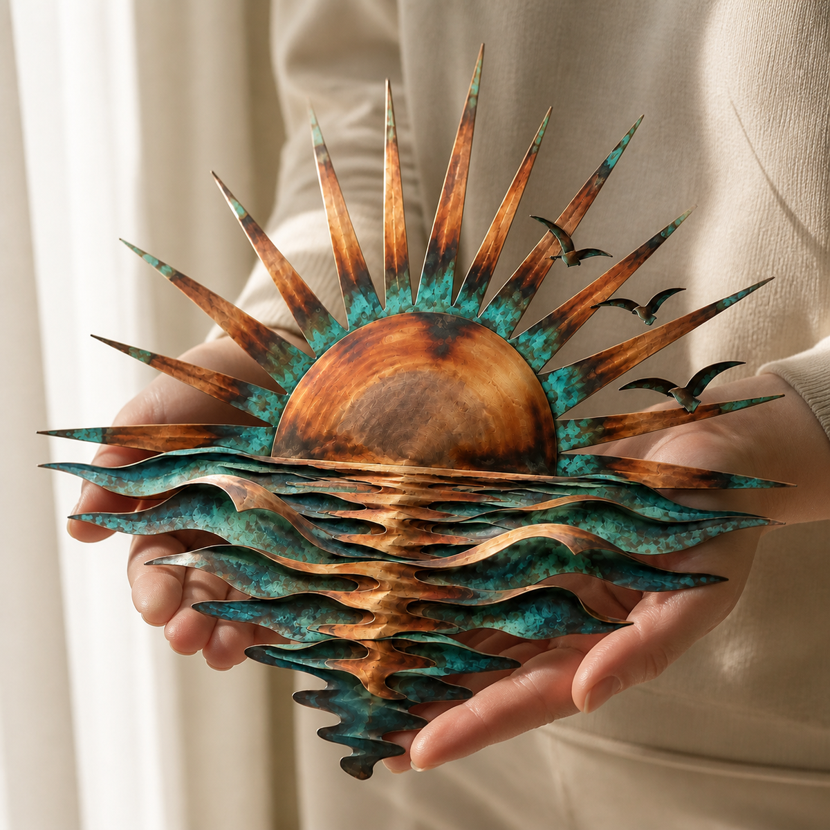 Sunset Wave Metal Wall Art Ocean Decor Beach House Gift